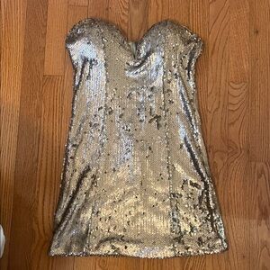 DO+BE Gold Sequin Strapless Mini Dress Size M